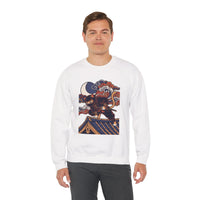 Ninja Cat Ukiyo-e Samurai Sweatshirt - Soft Heavyweight Fleece Crewneck - Unisex White