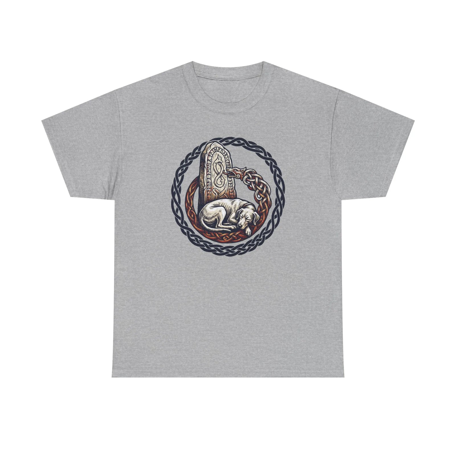 Runestone Hound Odin's Wolves Norse T-Shirt - Heavy Cotton Classic Fit Tee - Unisex White