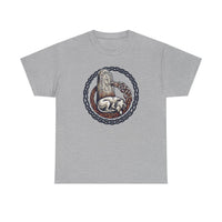 Runestone Hound Odin's Wolves Norse T-Shirt - Heavy Cotton Classic Fit Tee - Unisex White
