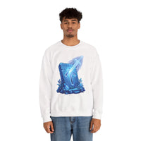Tiwaz Rune Sword Graphic Sweatshirt - Heavy Blend Crewneck Fit - Unisex White