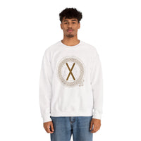 Gebo Rune Celtic Knotwork Sweatshirt - Classic Fit Fleece Crewneck - Unisex White