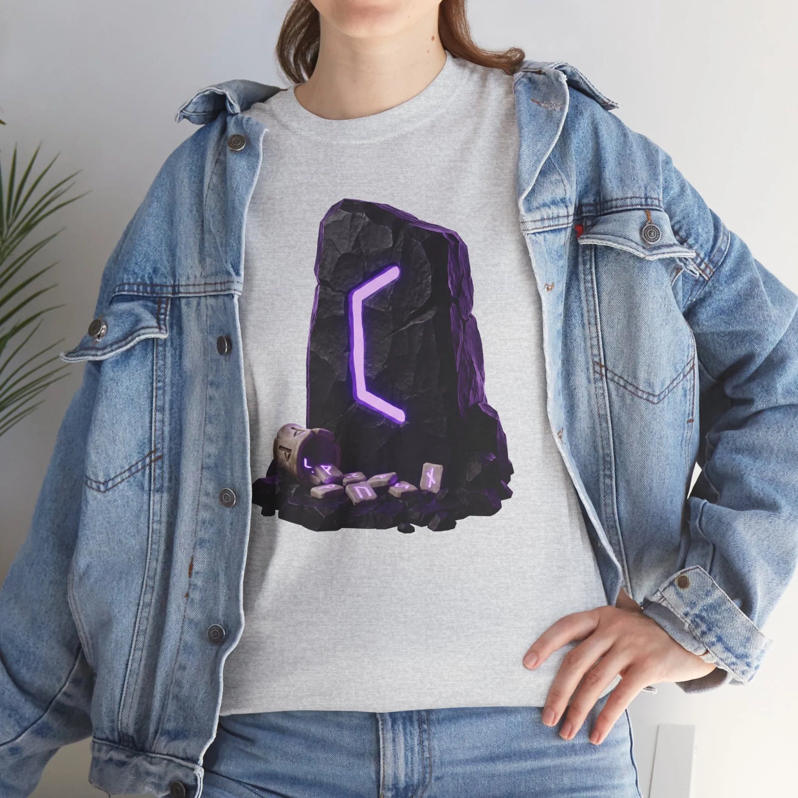 Perthro Rune Mystery Graphic T-Shirt - Heavy Cotton Classic Fit Crewneck Tee - Unisex White