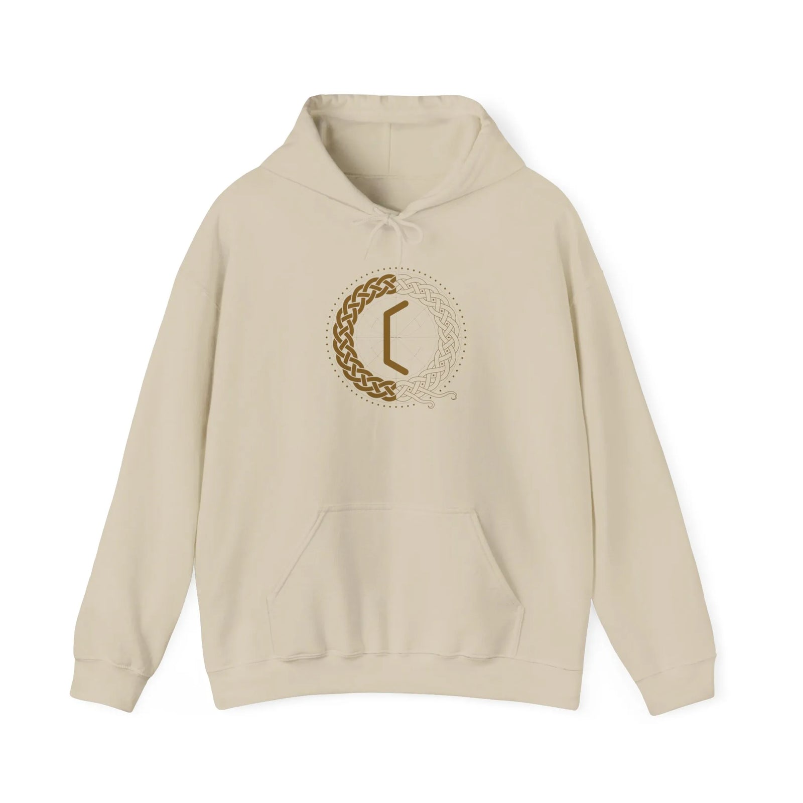 Perthro Runic Symbol Hoodie - Heavyweight Fleece Pullover - Unisex White