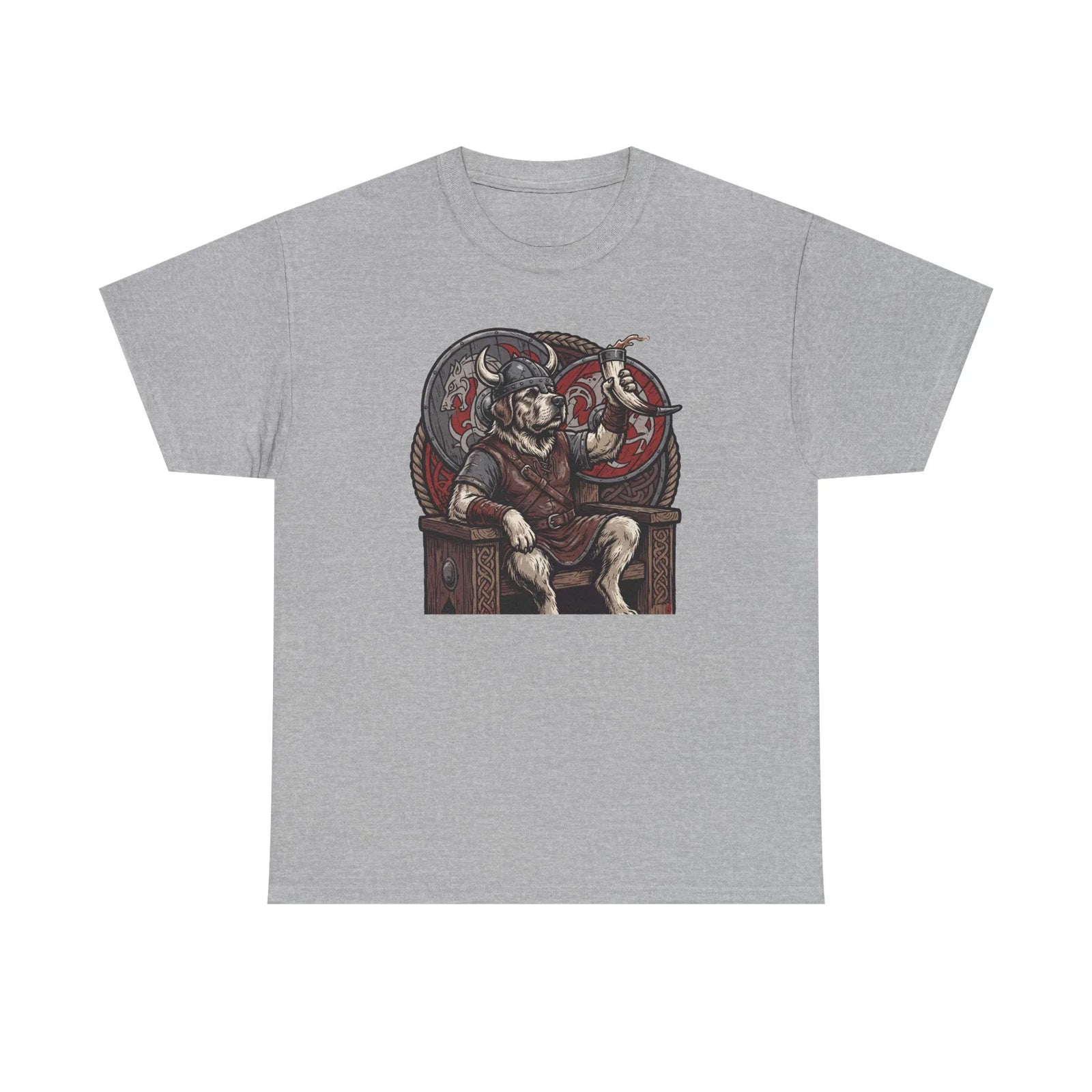 Viking Berserker Dogs Graphic T-Shirt - Heavy Cotton Classic Fit Tee - Unisex White