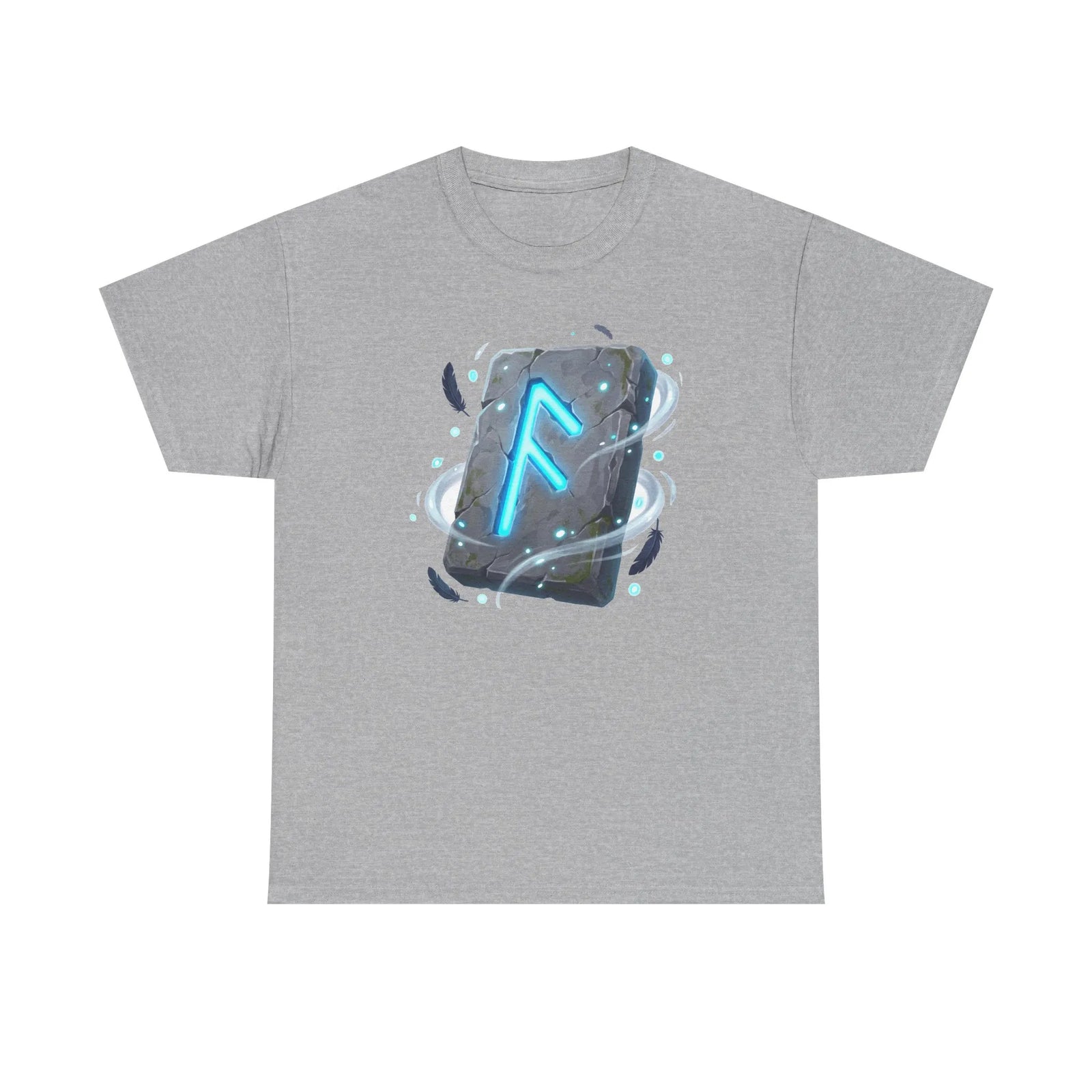 Ansuz Rune Odin's Raven Graphic T-Shirt - Heavy Cotton Classic Fit Crewneck Tee - Unisex White