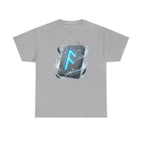 Ansuz Rune Odin's Raven Graphic T-Shirt - Heavy Cotton Classic Fit Crewneck Tee - Unisex White