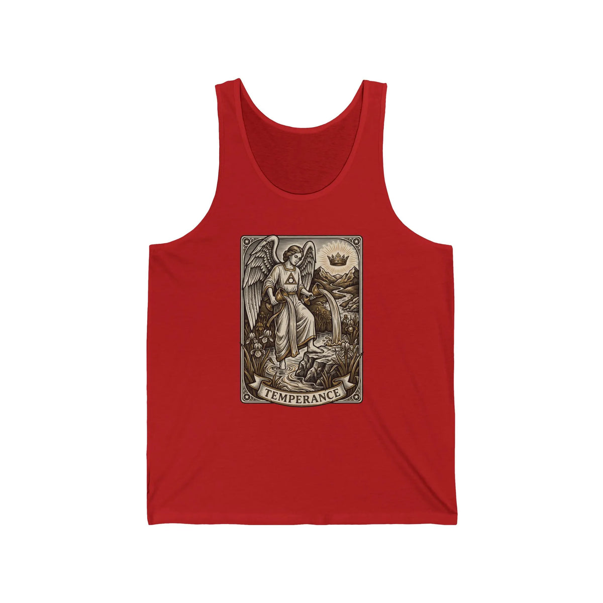 Temperance Tarot Card Tank Top - Lightweight Ringspun Cotton Retail Fit - Unisex White