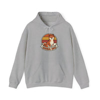 Shiba Inu Retro 70s Sunset Graphic Hoodie - Medium-Heavy Cotton Blend Fleece - Unisex White