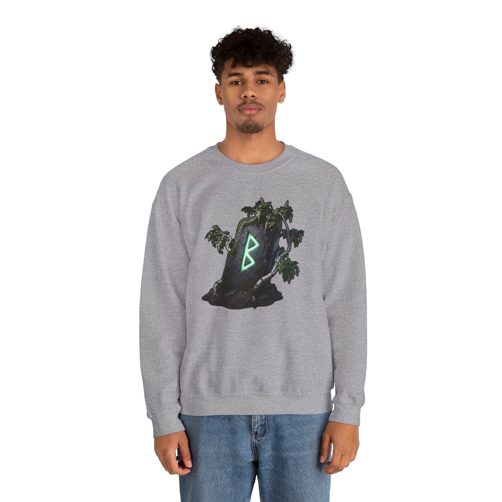 Berkana Rune Birch Tree Sweatshirt - Heavy Blend Crewneck - Unisex White