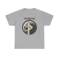 Thurisaz Rune Wolf Thorn T-Shirt - Medium Weight 100% Cotton Tee - Unisex White
