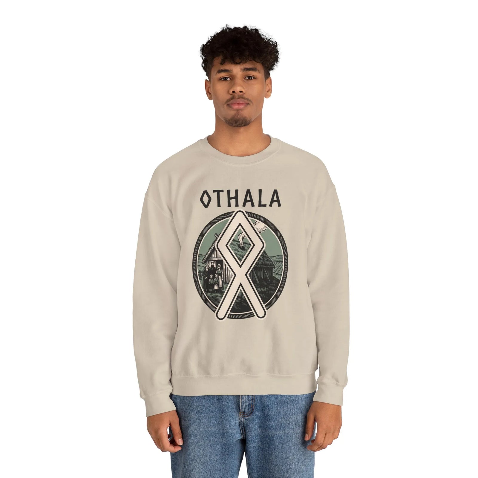 Othala Rune Inheritance Sweatshirt - Heavy Blend Crewneck Fleece - Unisex White