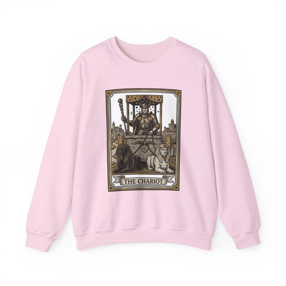 The Chariot Tarot Card Sweatshirt - Heavy Blend Cotton-Poly Crewneck - Unisex White