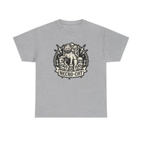 Rocker Cat Skull Throne Graphic T-Shirt - Heavy Cotton Classic Fit Tee - Unisex White