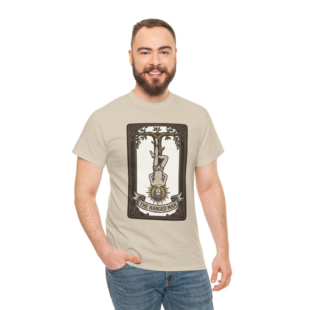 The Hanged Man Tarot Card T-Shirt - Heavy Cotton Classic Fit Tee - Unisex White