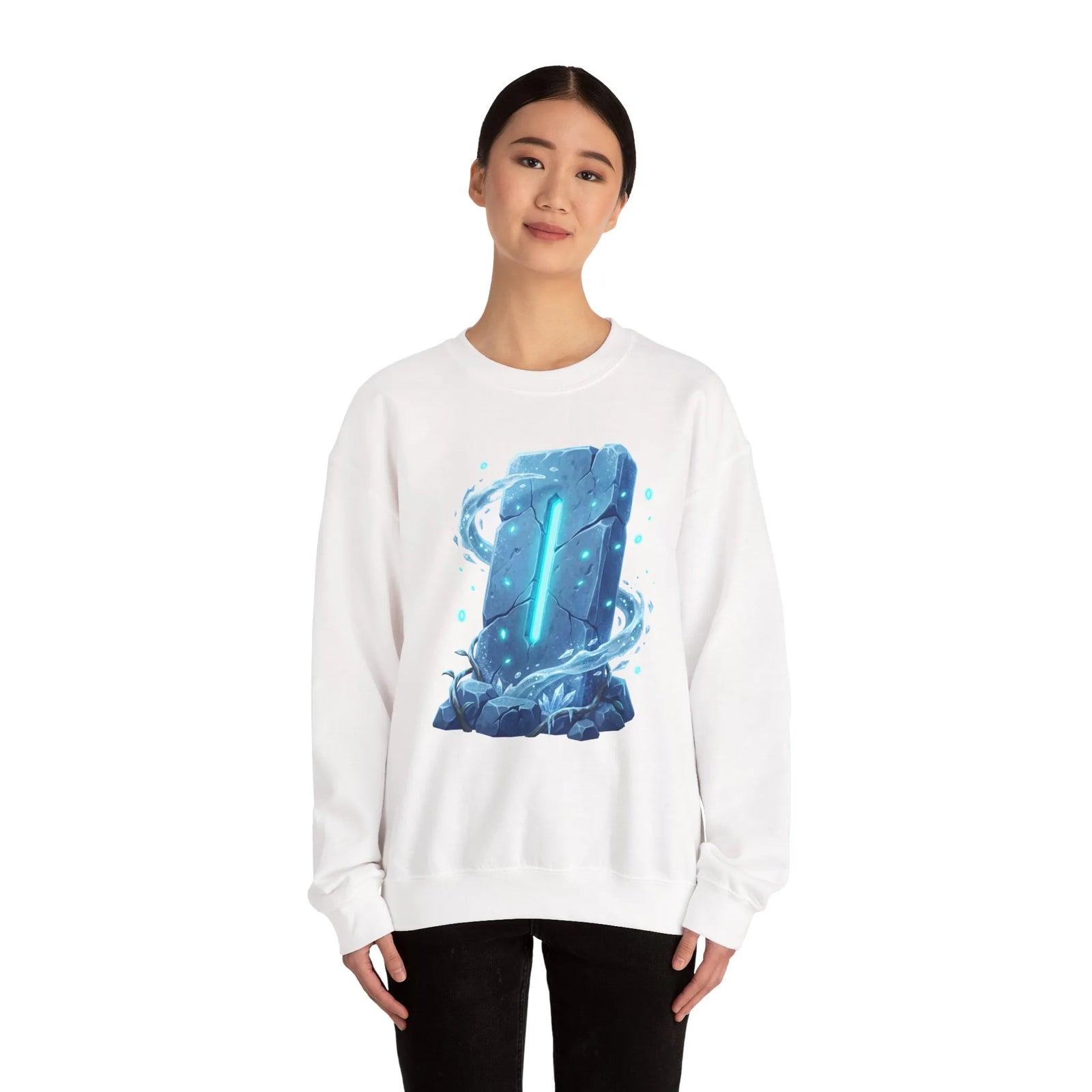 Isa Rune Ice Glacier Sweatshirt - Heavy Blend Fleece Crewneck - Unisex White