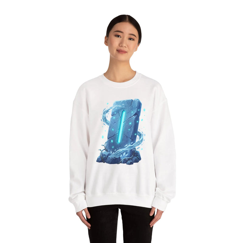 Isa Rune Ice Glacier Sweatshirt - Heavy Blend Fleece Crewneck - Unisex White