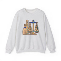 Egyptian Cat Scales Graphic Sweatshirt - Heavy Blend Fleece Crewneck - Unisex White