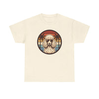 Poodle Cool Dogs 70s Sunset Aviators T-Shirt - Heavy Cotton Classic Fit - Unisex White