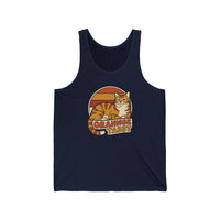 Orange Tabby Retro 70s Sunset Graphic Tank Top - Lightweight Jersey Knit Tank - Unisex Athletic Heather