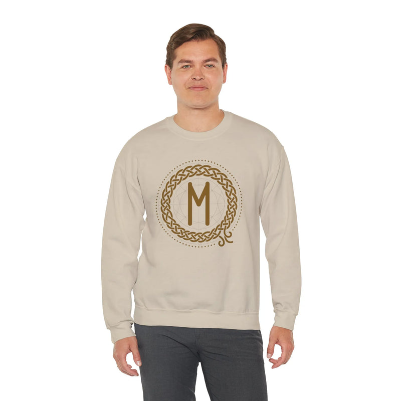 Ehwaz Divine Twins Rune Sweatshirt - Heavy Blend Fleece Crewneck - Unisex White