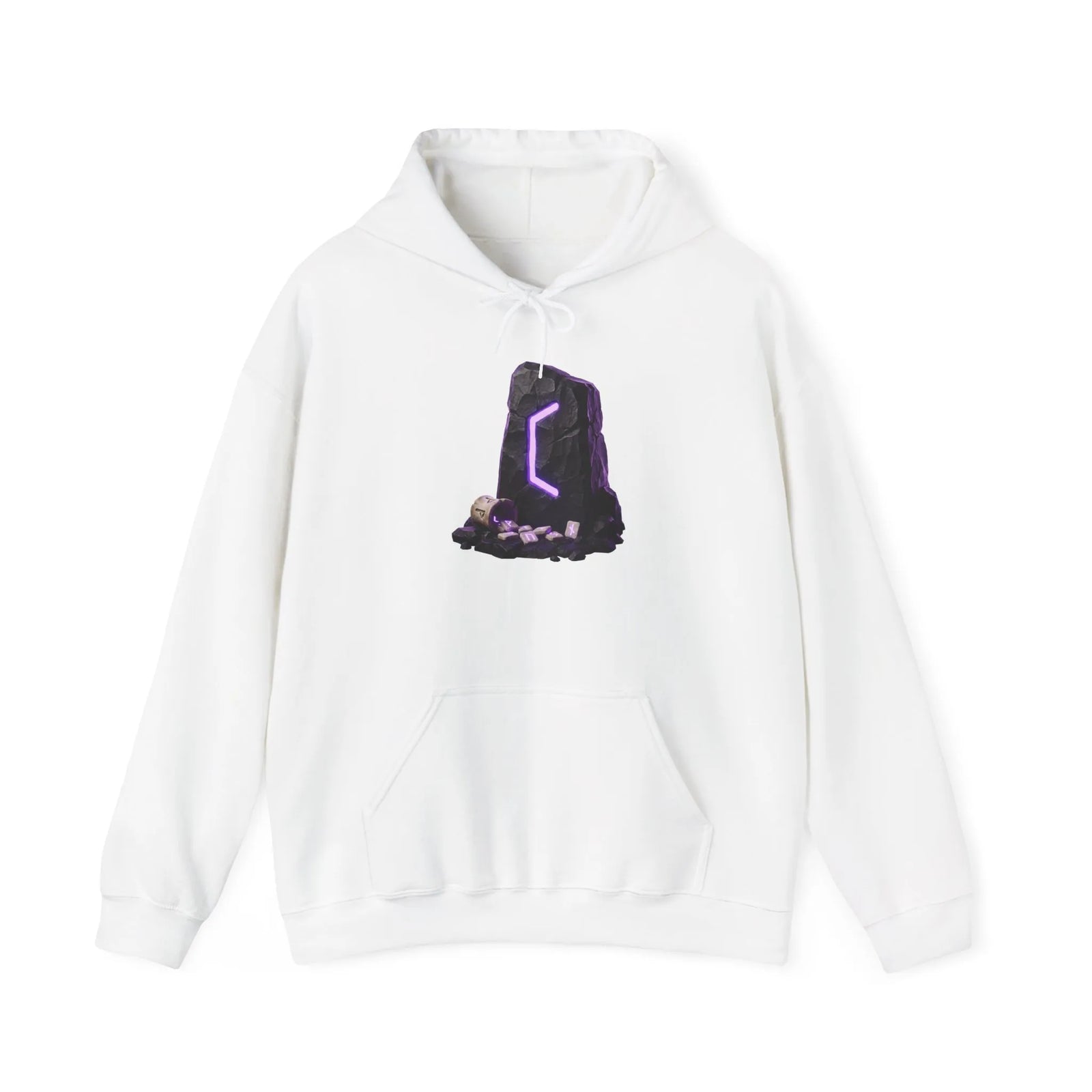 Perthro Rune Mystery Graphic Hoodie - Heavyweight Fleece Pullover - Unisex White