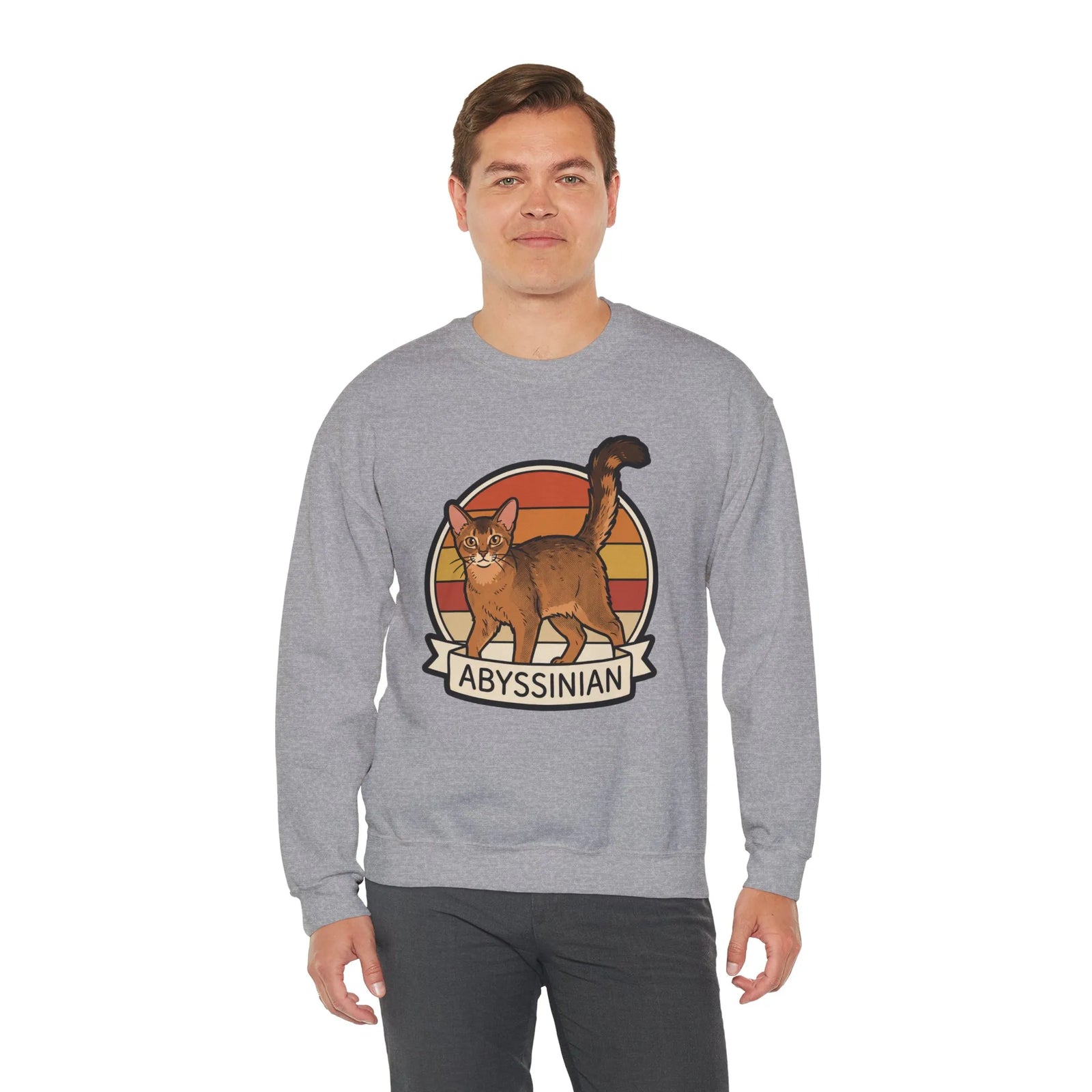 Abyssinian Retro 70s Sunset Sweatshirt - Heavy Blend Classic Crewneck - Unisex White