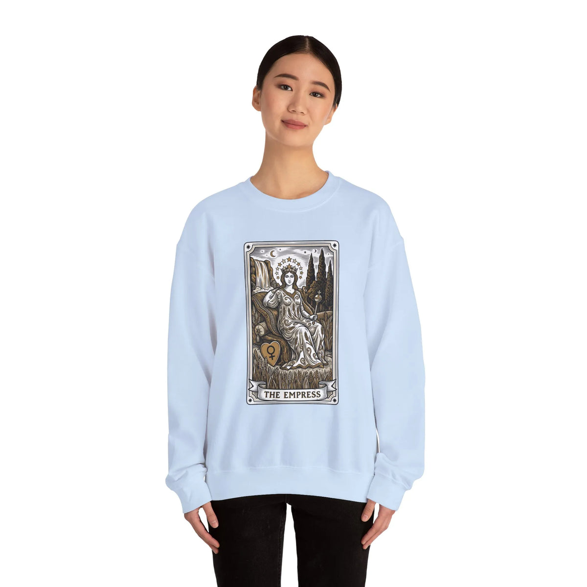 Major Arcana Empress Tarot Card Sweatshirt - Soft Heavy Blend Crewneck - Unisex White
