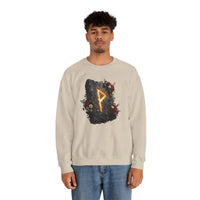 Wunjo Rune Blossom Sweatshirt - Heavy Blend Crewneck Fleece - Unisex Ash