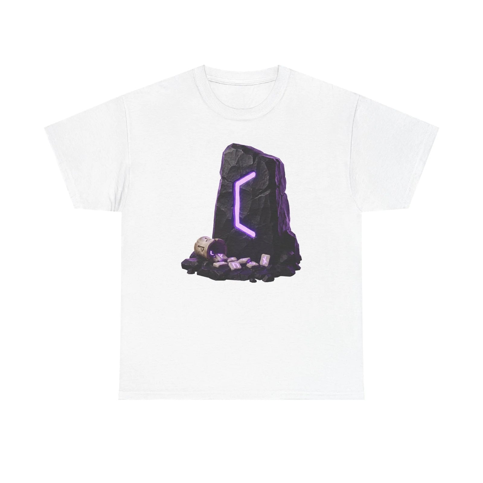 Perthro Rune Mystery Graphic T-Shirt - Heavy Cotton Classic Fit Crewneck Tee - Unisex White