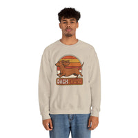 Retro 70s Sunset Dachshund Sweatshirt - Heavy Blend Cotton Blend Crewneck - Unisex White