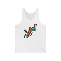 8-Bit Pixel Gaming Cat Tank Top - Lightweight Retail Fit Jersey - Unisex White