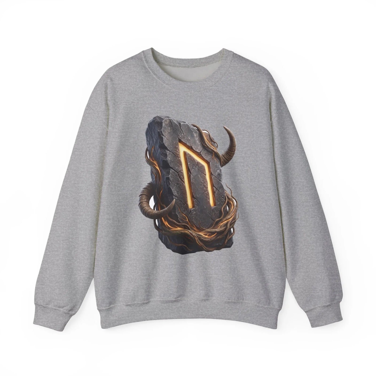 Uruz Rune Vitality Sweatshirt - Heavy Blend Crewneck Fleece - Unisex White