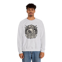 Skull Throne Heavy Metal Cats Sweatshirt - Heavy Blend Fleece Crewneck - Unisex White