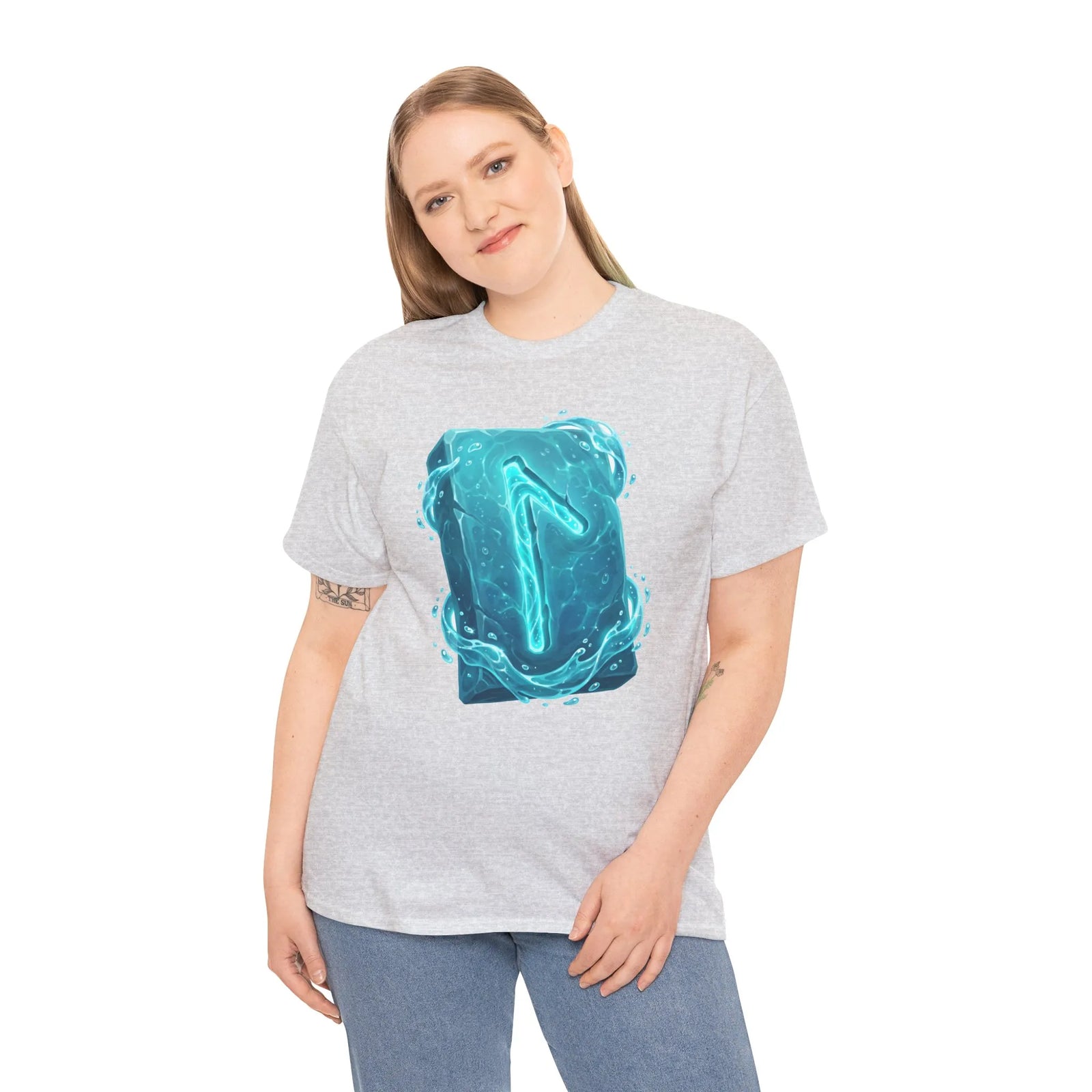 Laguz Water Rune Intuition Graphic T-Shirt - Heavy Cotton Classic Fit Tee - Unisex White