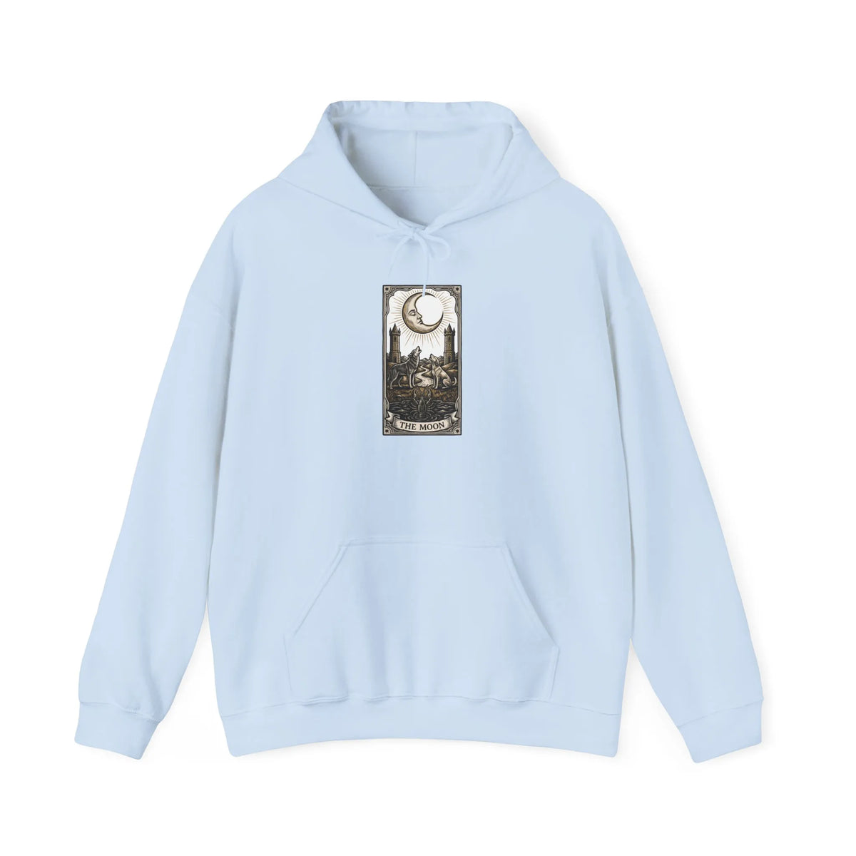 Moon Tarot Card Graphic Hoodie - Soft Fleece Blend Pullover - Unisex Ash