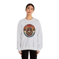 Maine Coon Aviator Cat Sweatshirt - Heavy Blend Fleece Crewneck - Unisex White