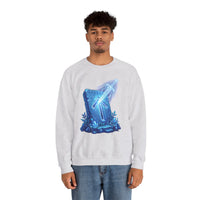 Tiwaz Rune Sword Graphic Sweatshirt - Heavy Blend Crewneck Fit - Unisex White