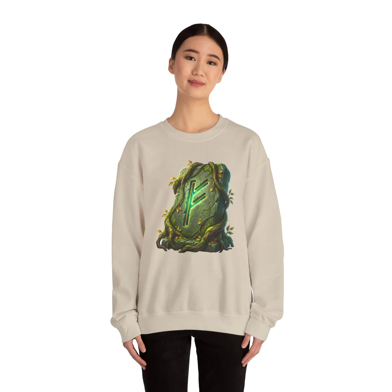 Fehu Wealth Rune Sweatshirt - Heavy Blend Fleece Crewneck - Unisex White