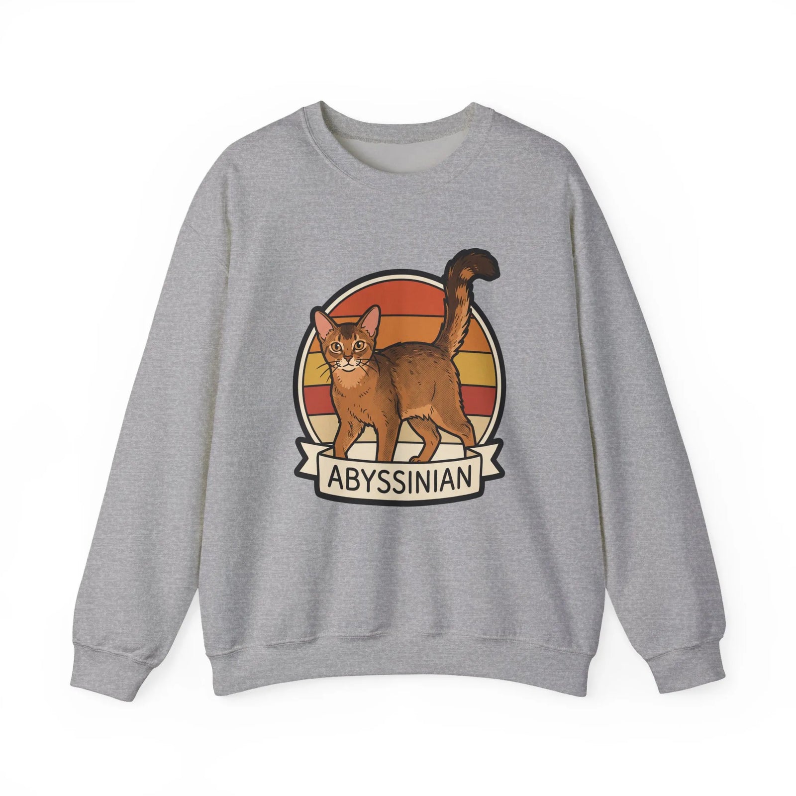Abyssinian Retro 70s Sunset Sweatshirt - Heavy Blend Classic Crewneck - Unisex White