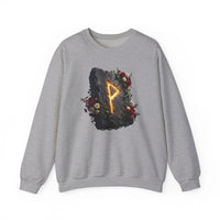 Wunjo Rune Blossom Sweatshirt - Heavy Blend Crewneck Fleece - Unisex Ash