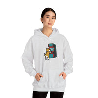 8-Bit Pixel Gaming Dogs Hoodie - Soft Cotton Blend Pullover Fleece - Unisex White
