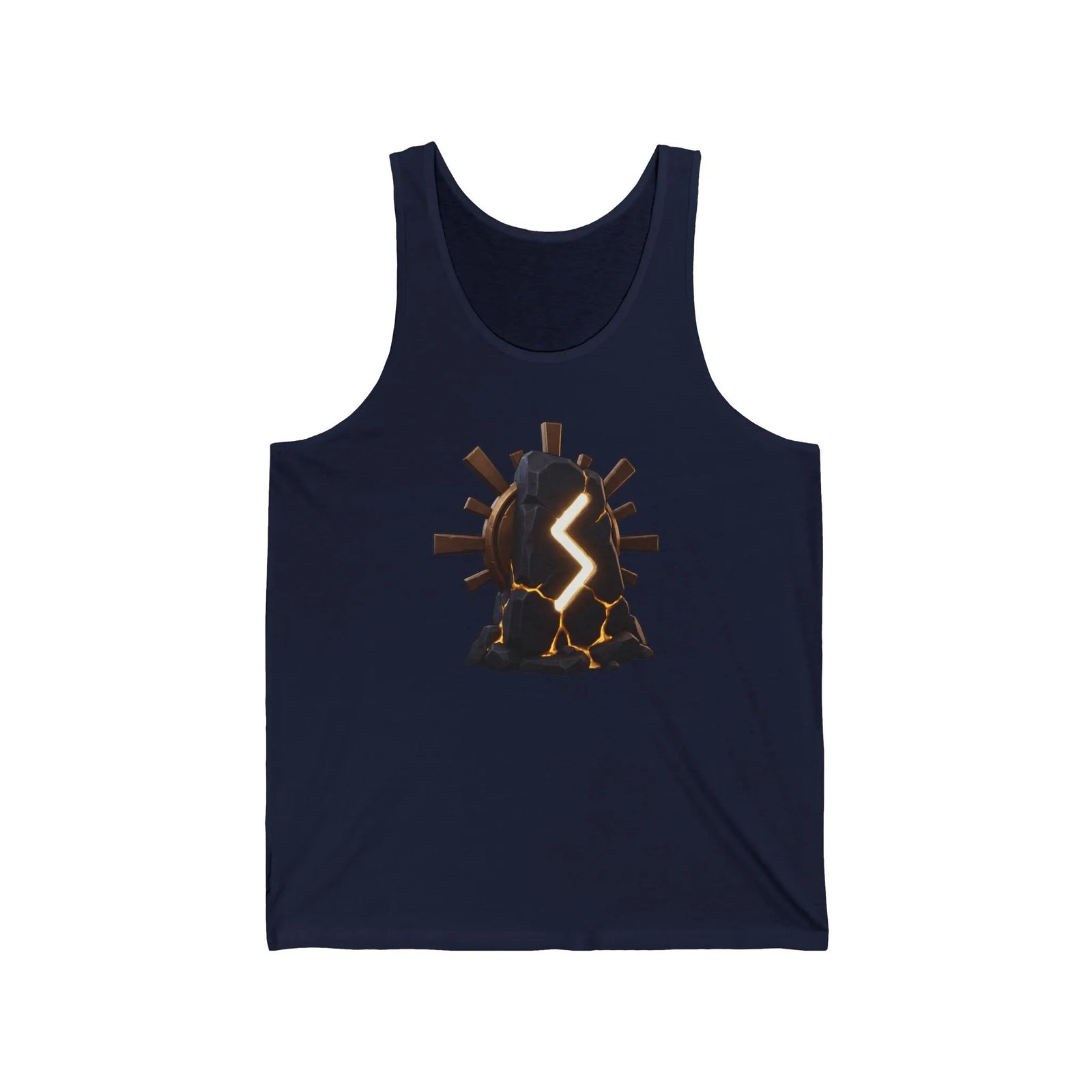 Sowulo Rune Lightning Graphic Tank Top - Lightweight Combed Cotton Jersey Tank - Unisex White