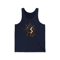 Sowulo Rune Lightning Graphic Tank Top - Lightweight Combed Cotton Jersey Tank - Unisex White