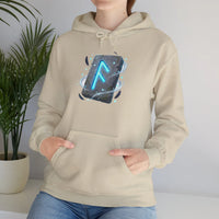 Ansuz Rune Odin's Raven Graphic Hoodie - Medium Heavy Fabric Classic Fit - Unisex White