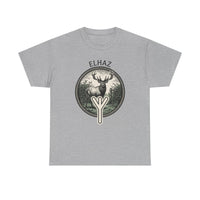 Elhaz Protection Rune Elk Graphic T-Shirt - Heavy Cotton Classic Fit Tee - Unisex White