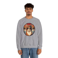 Calico Cool Cats 70s Sunset Aviators Sweatshirt - Medium Heavyweight Fleece Crewneck - Unisex White