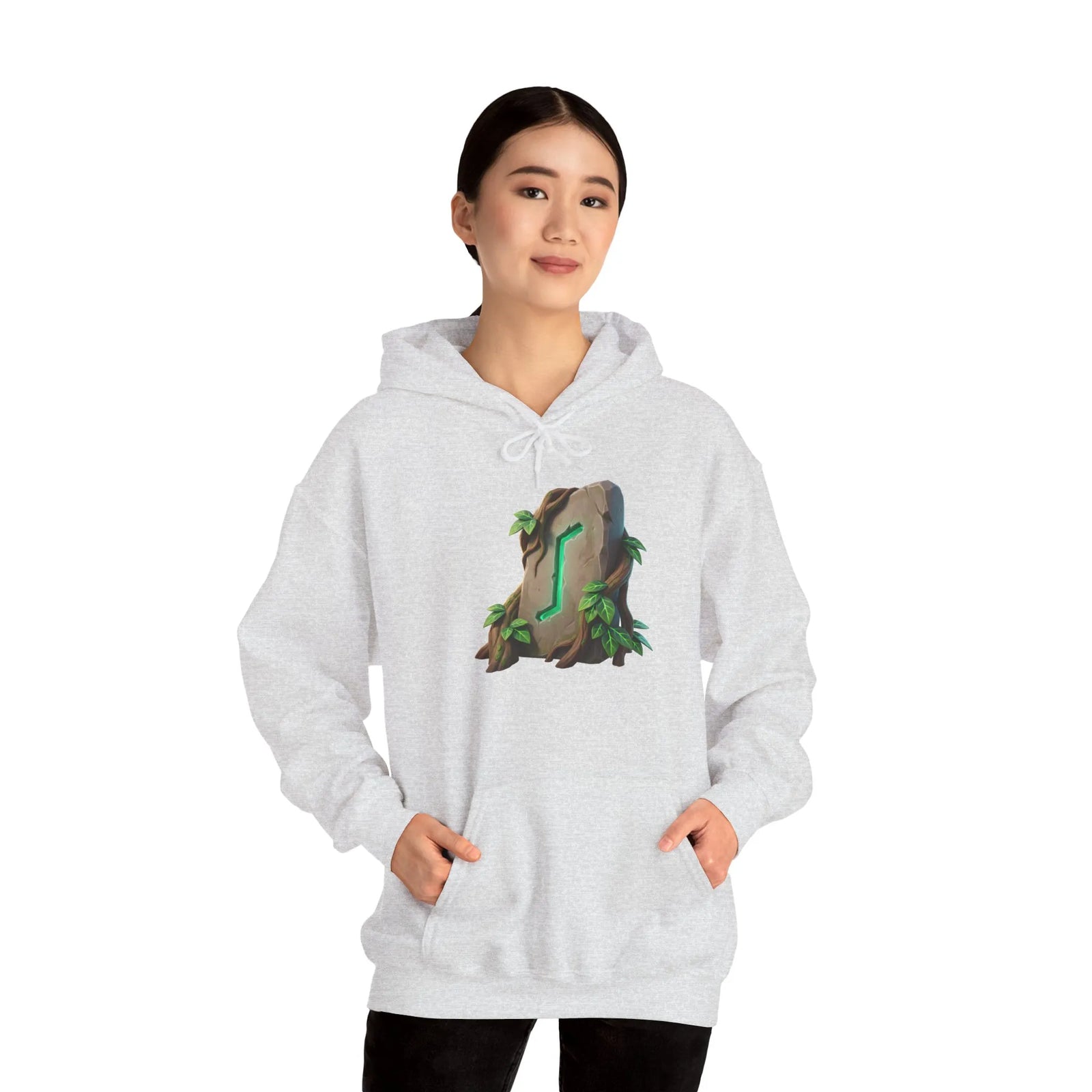 Eihwaz Rune Yggdrasil Tree Hoodie - Cozy Fleece Cotton Blend Pullover - Unisex White S-5XL