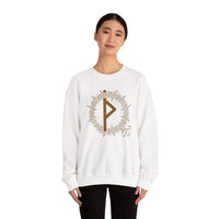 Thurisaz Rune Thorn Defense Sweatshirt - Heavy Blend Cotton Poly Crewneck - Unisex White