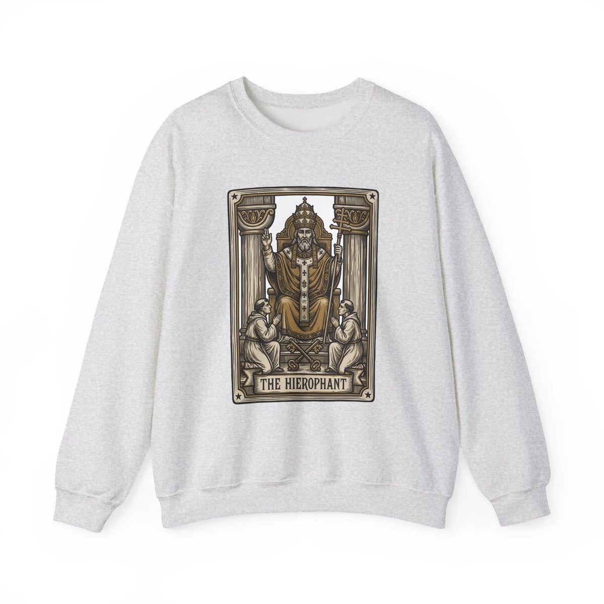 Hierophant Tarot Card Sweatshirt - Heavy Blend Crewneck Fleece - Unisex Ash