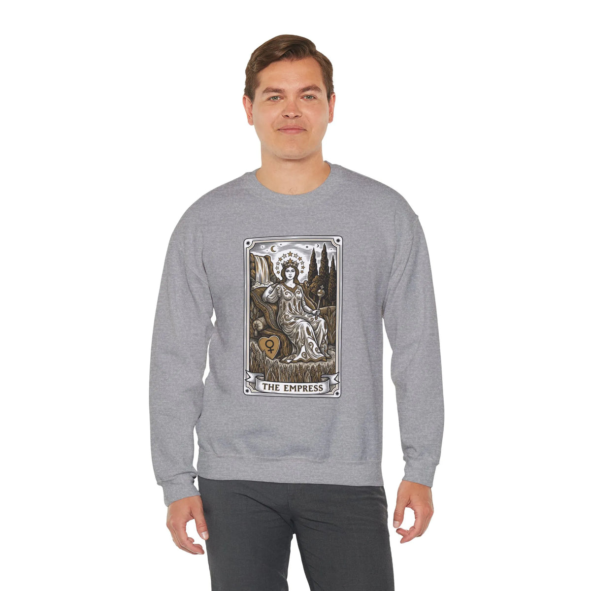 Major Arcana Empress Tarot Card Sweatshirt - Soft Heavy Blend Crewneck - Unisex White